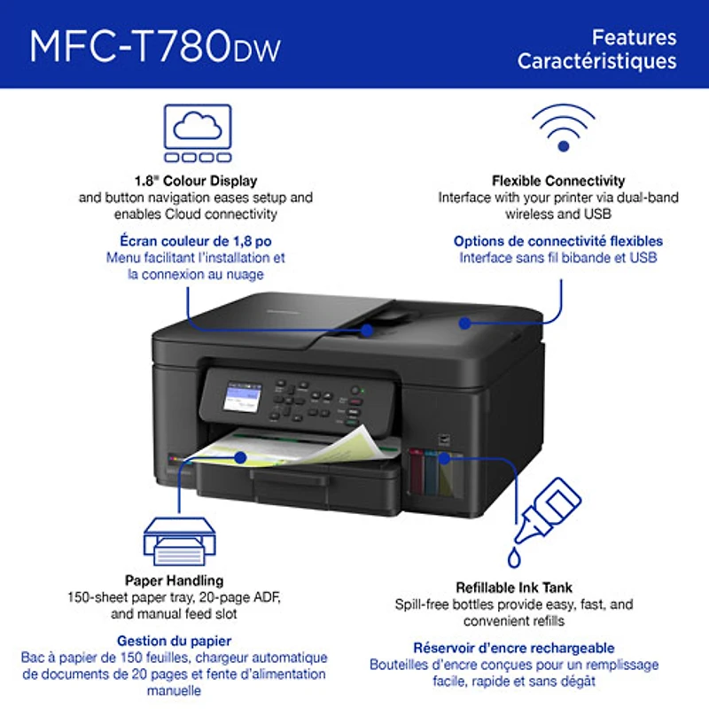 Brother MFC-T780DW Colour Wireless All-In-One Inkjet Printer with INKvestment Tank