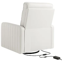 Fauteuil très grand coulissant pivotant inclinable électrique de luxe Kyoto pour chambre d'enfant de Storkcraft avec port de chargement USB - Natté ivoire