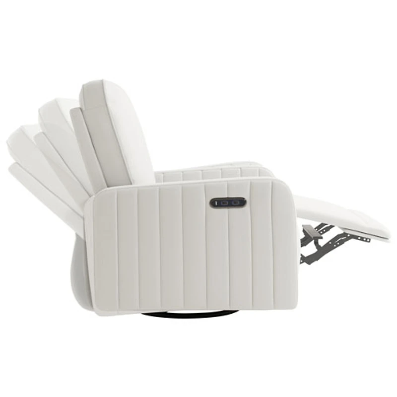 Fauteuil très grand coulissant pivotant inclinable électrique de luxe Kyoto pour chambre d'enfant de Storkcraft avec port de chargement USB - Natté ivoire