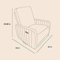 Fauteuil très grand coulissant pivotant inclinable électrique de luxe Kyoto pour chambre d'enfant de Storkcraft avec port de chargement USB - Natté ivoire