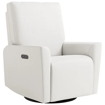 Fauteuil coulissant pivotant inclinable électrique de luxe Santorini pour chambre d'enfant de Storkcraft avec port de chargement USB - Natté ivoire