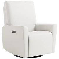 Fauteuil coulissant pivotant inclinable électrique de luxe Santorini pour chambre d'enfant de Storkcraft avec port de chargement USB - Natté ivoire