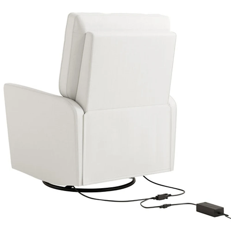 Fauteuil coulissant pivotant inclinable électrique de luxe Santorini pour chambre d'enfant de Storkcraft avec port de chargement USB - Natté ivoire