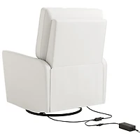 Fauteuil coulissant pivotant inclinable électrique de luxe Santorini pour chambre d'enfant de Storkcraft avec port de chargement USB - Natté ivoire