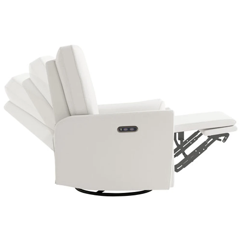 Fauteuil coulissant pivotant inclinable électrique de luxe Santorini pour chambre d'enfant de Storkcraft avec port de chargement USB - Natté ivoire