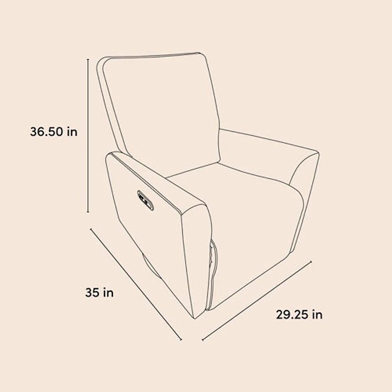 Fauteuil coulissant pivotant inclinable électrique de luxe Santorini pour chambre d'enfant de Storkcraft avec port de chargement USB - Natté ivoire