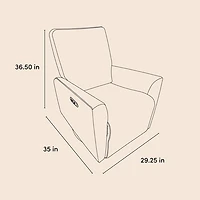 Fauteuil coulissant pivotant inclinable électrique de luxe Santorini pour chambre d'enfant de Storkcraft avec port de chargement USB - Natté ivoire