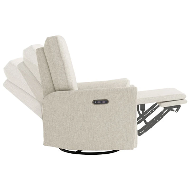 Fauteuil coulissant pivotant inclinable électrique de luxe Santorini pour chambre d'enfant de Storkcraft avec port de chargement USB - Natté dune