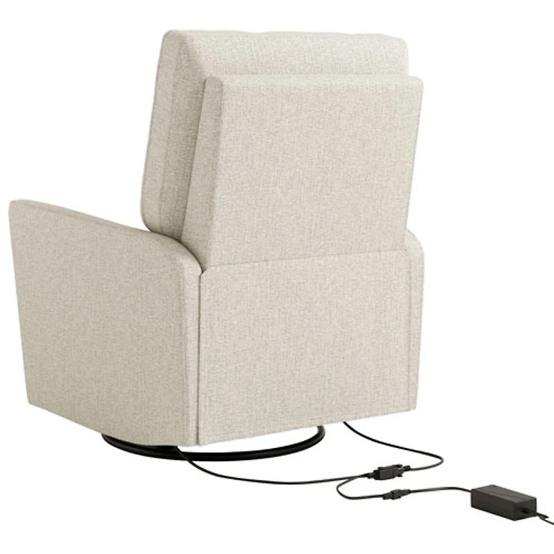 Fauteuil coulissant pivotant inclinable électrique de luxe Santorini pour chambre d'enfant de Storkcraft avec port de chargement USB - Natté dune