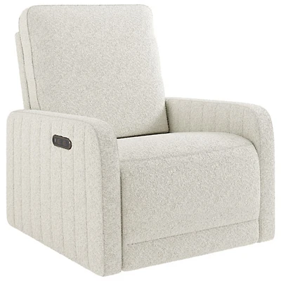 Fauteuil très grand coulissant pivotant inclinable électrique de luxe Kyoto pour chambre d'enfant de Storkcraft avec port de chargement USB - Bouclé ivoire