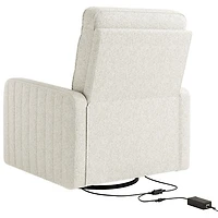 Fauteuil très grand coulissant pivotant inclinable électrique de luxe Kyoto pour chambre d'enfant de Storkcraft avec port de chargement USB - Bouclé ivoire