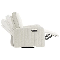Fauteuil très grand coulissant pivotant inclinable électrique de luxe Kyoto pour chambre d'enfant de Storkcraft avec port de chargement USB - Bouclé ivoire