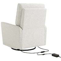 Fauteuil coulissant pivotant inclinable électrique de luxe Santorini pour chambre d'enfant de Storkcraft avec port de chargement USB - Bouclé ivoire