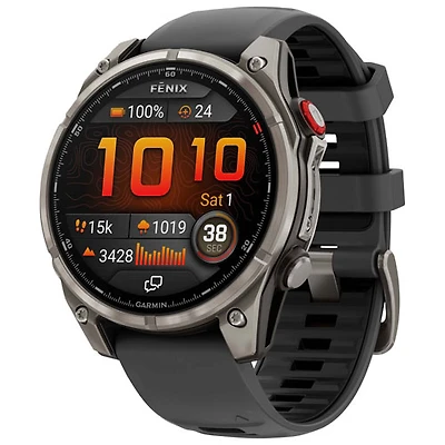 Garmin fēnix 8 Pro 47mm Sapphire AMOLED LTE + GPS Multisport Smartwatch - Titanium/Black/Pebble Grey