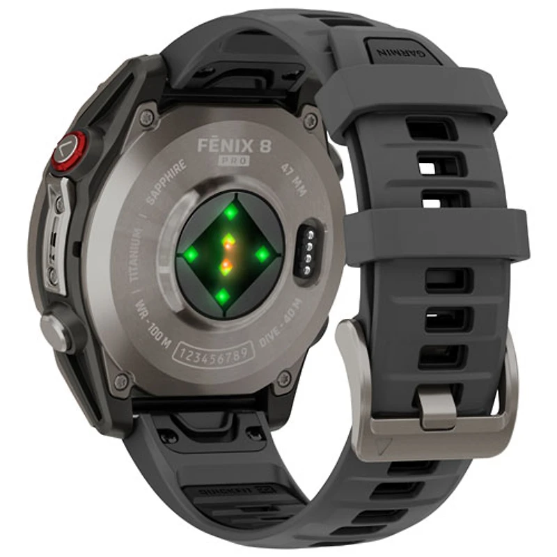 Garmin fēnix 8 Pro 47mm Sapphire AMOLED LTE + GPS Multisport Smartwatch - Titanium/Black/Pebble Grey