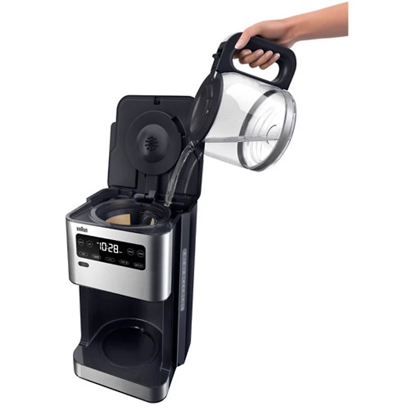 Cafetière PureFlavor de Braun - 14 tasses - Acier inoxydable/Noir