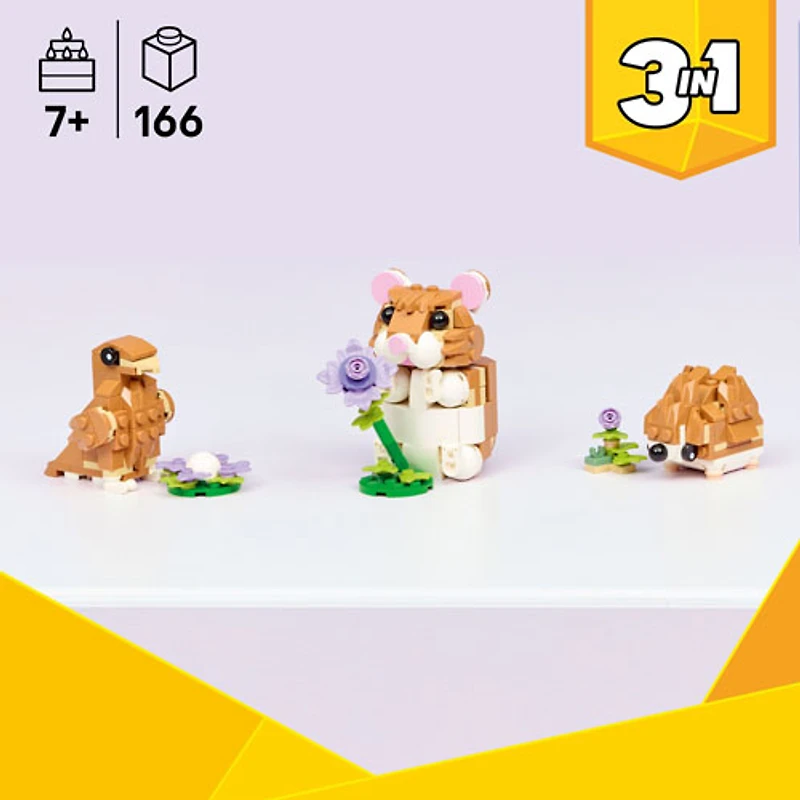 LEGO Creator: 3 in 1 Cute Hamster with a Flower - 166 Pieces (31376)