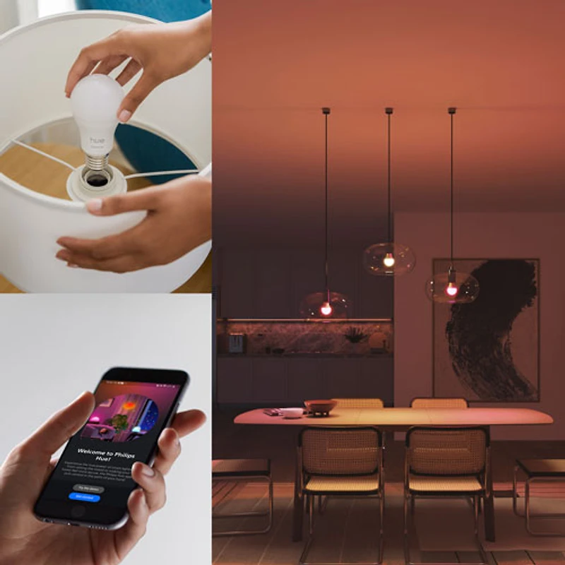 Philips Hue Essential A19 Smart LED Light Bulbs - 4 Pack - White & Colour Ambiance
