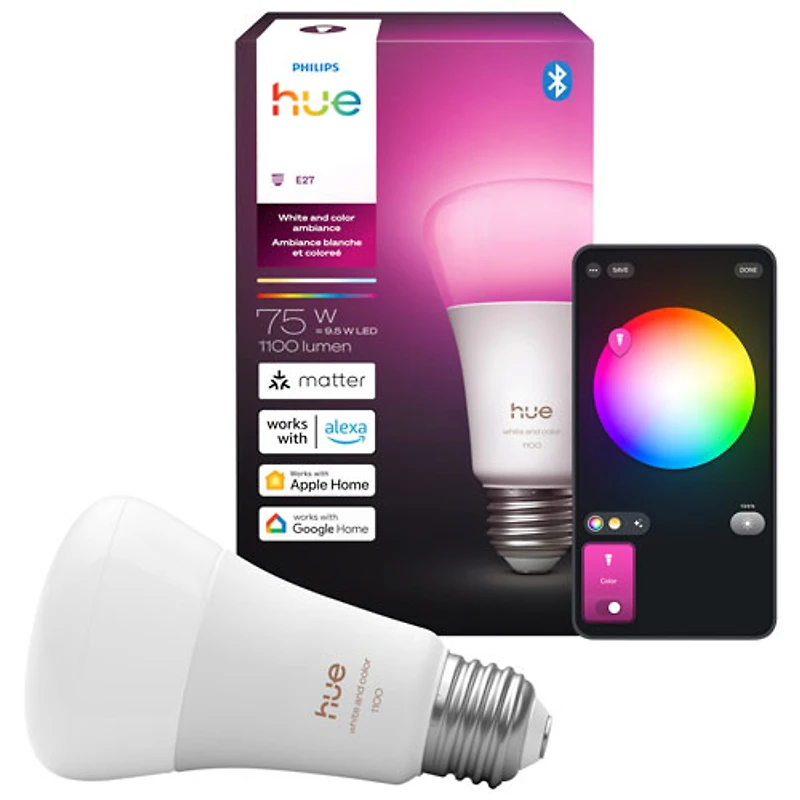 Philips Hue A19 Smart LED Light Bulb - Full - White & Colour Ambiance