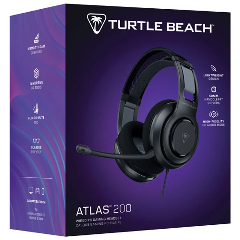 Casque de jeu avec fil Atlas 200 de Turtle Beach pour PC - Noir