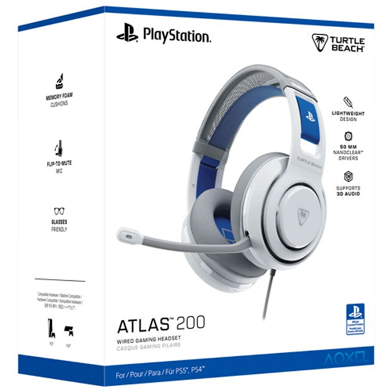 Casque de jeu avec fil Atlas 200 de Turtle Beach pour PlayStation - Blanc
