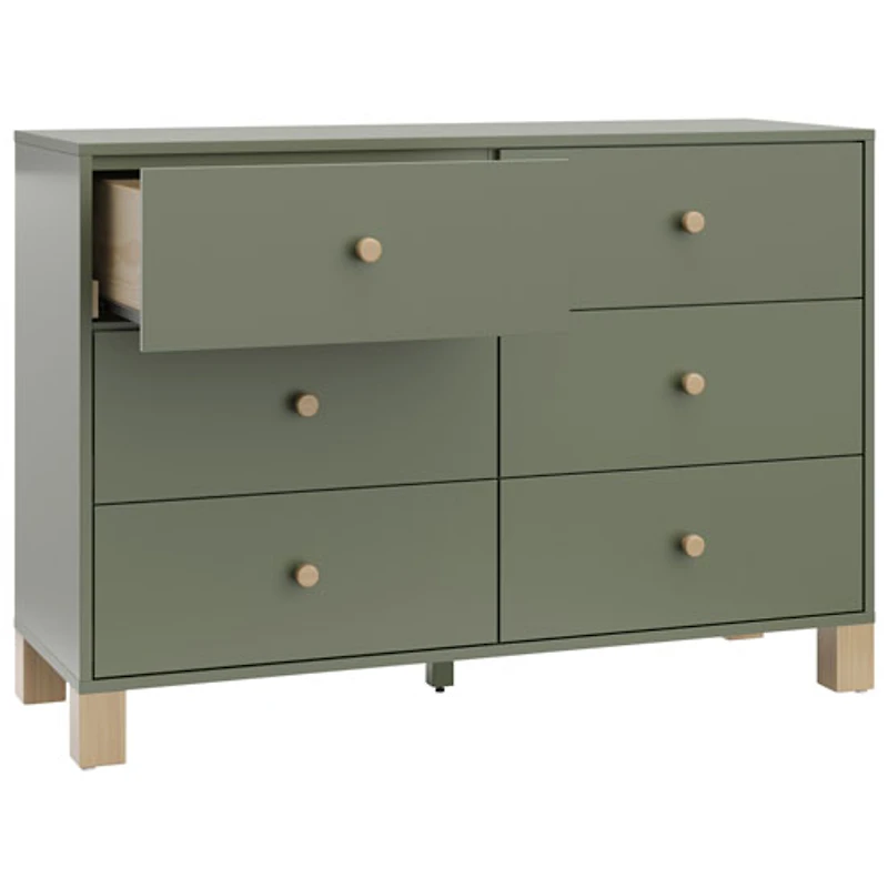 Commode à 6 tiroirs pour enfants California de Storkcraft - Olive avec bois flotté