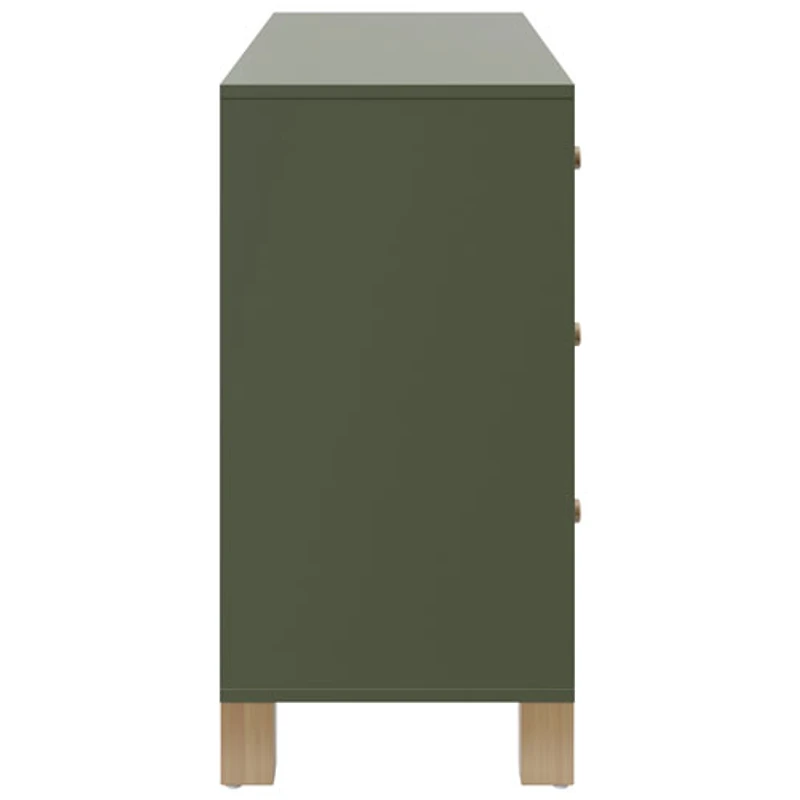 Commode à 6 tiroirs pour enfants California de Storkcraft - Olive avec bois flotté