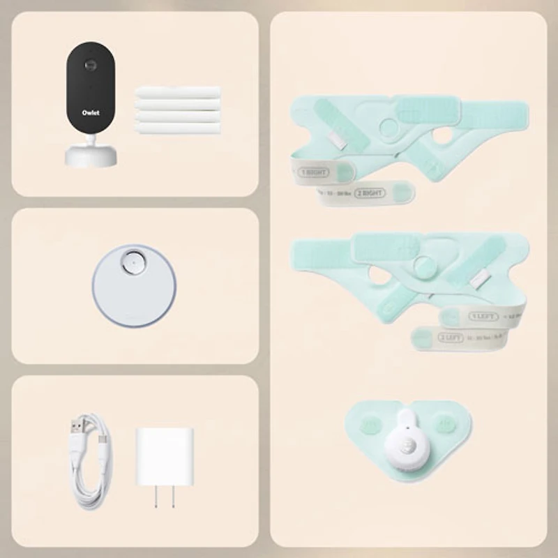 Ensemble Dream Duo d'Owlet avec interphone de surveillance Dream Sock et caméra HD 2K Dream Sight (PS03NWBCAN) - Bleu rêve