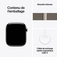 Apple Watch Series 11 (GPS + cellulaire) avec boîtier de mm en titane naturel et bracelet milanais naturel