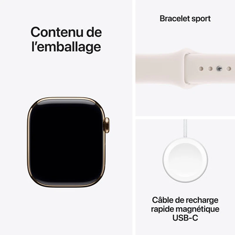 Apple Watch Series 11 (GPS + Cellular) 42mm Gold Titanium Case with Light Blush Sport Band