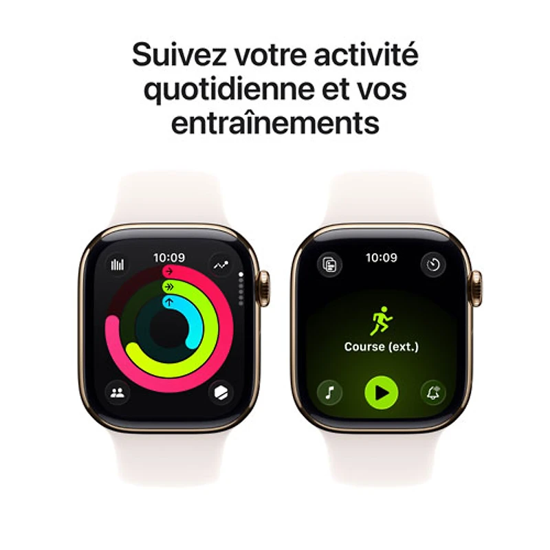 Apple Watch Series 11 (GPS + Cellular) 42mm Gold Titanium Case with Light Blush Sport Band