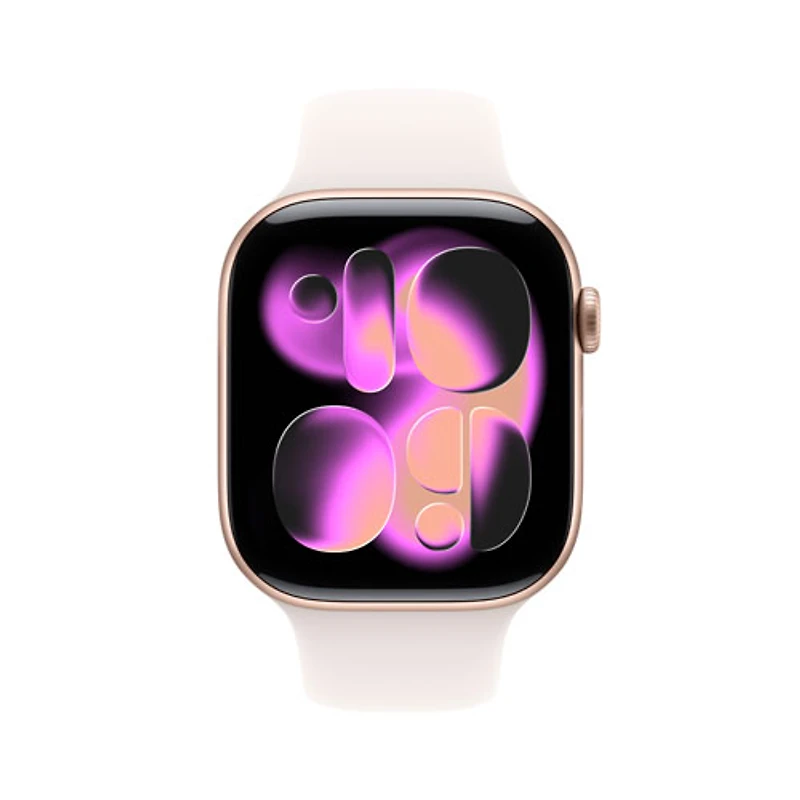 Apple Watch Series 11 (GPS + Cellular) 46mm Rose Gold Aluminum Case with Light Blush Sport Band