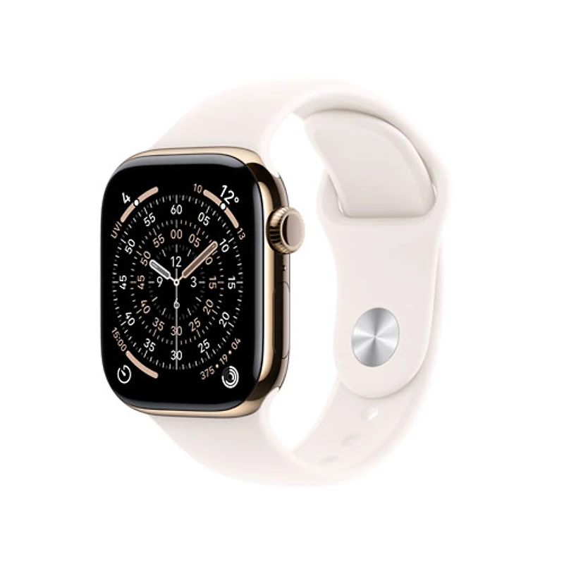 Apple Watch Series 11 (GPS + Cellular) 46mm Gold Titanium Case with Light Blush Sport Band
