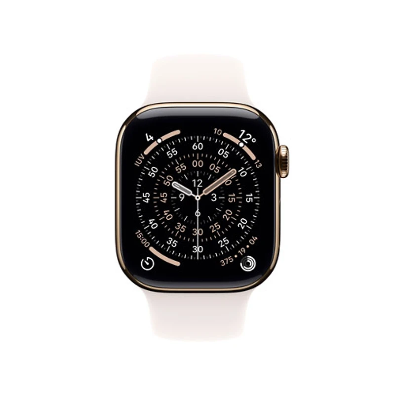 Apple Watch Series 11 (GPS + Cellular) 46mm Gold Titanium Case with Light Blush Sport Band