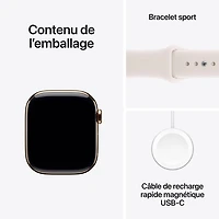 Apple Watch Series 11 (GPS + Cellular) 46mm Gold Titanium Case with Light Blush Sport Band