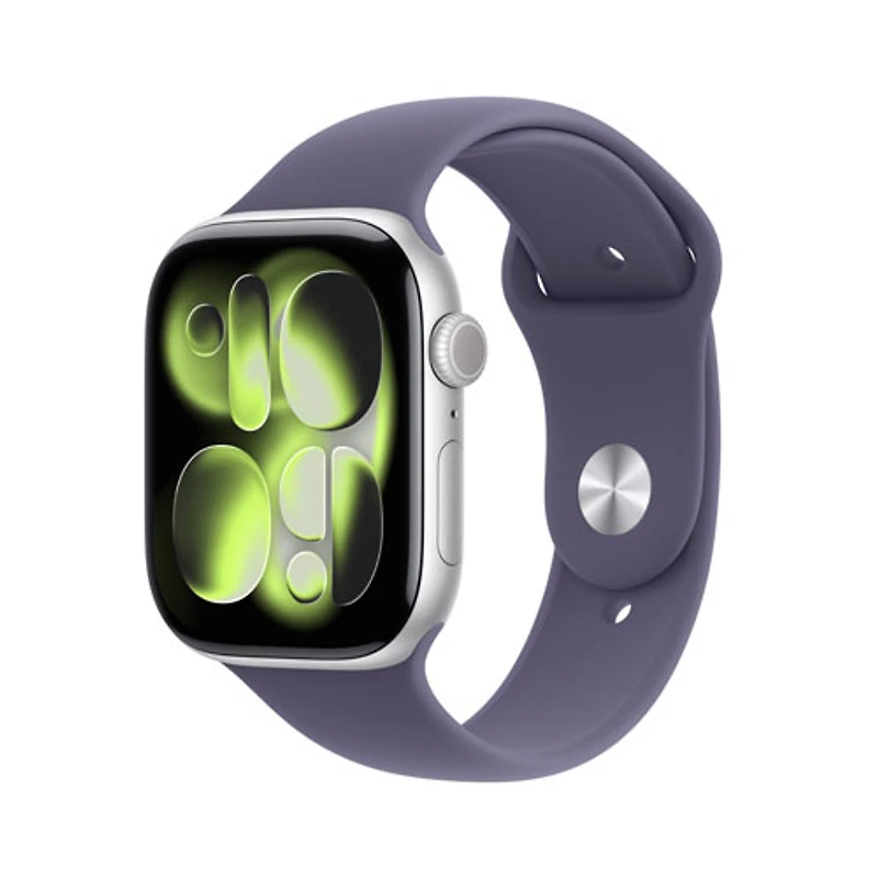 Apple Watch Series 11 (GPS + Cellular) 46mm Silver Aluminum Case with Purple Fog Sport Band