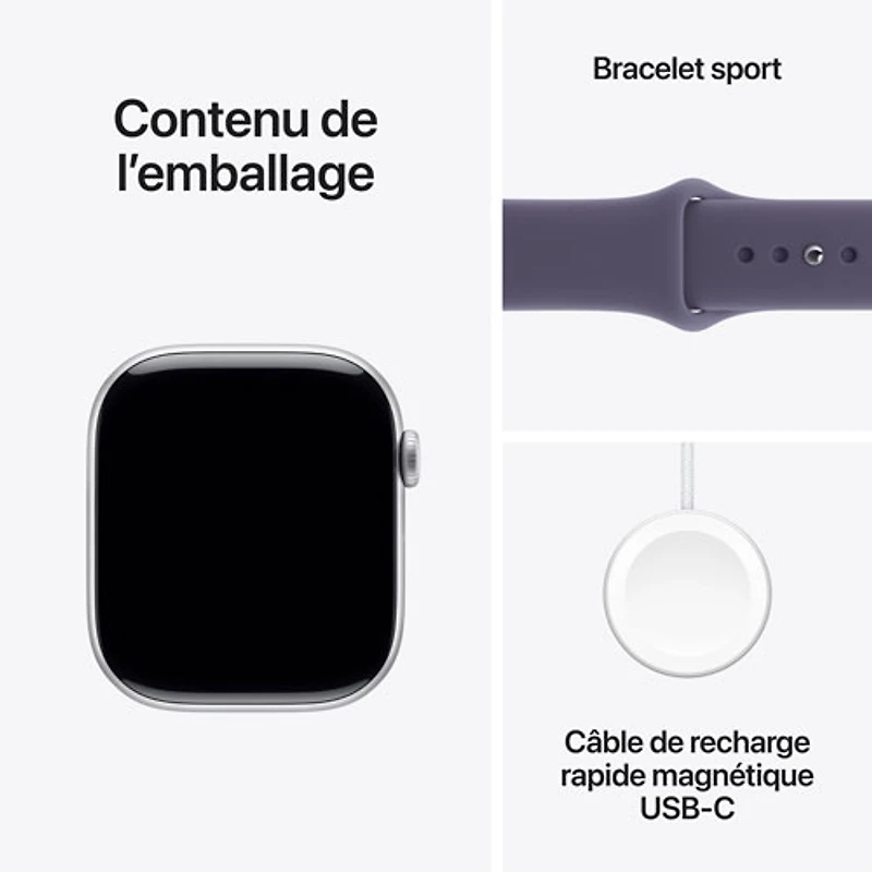 Apple Watch Series 11 (GPS + Cellular) 46mm Silver Aluminum Case with Purple Fog Sport Band