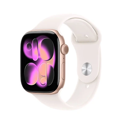 Apple Watch Series 11 (GPS + Cellular) 42mm Rose Gold Aluminum Case with Light Blush Sport Band