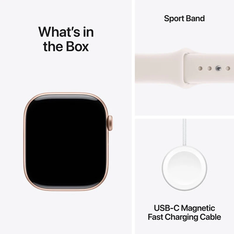 Apple Watch Series 11 (GPS + Cellular) 42mm Rose Gold Aluminum Case with Light Blush Sport Band