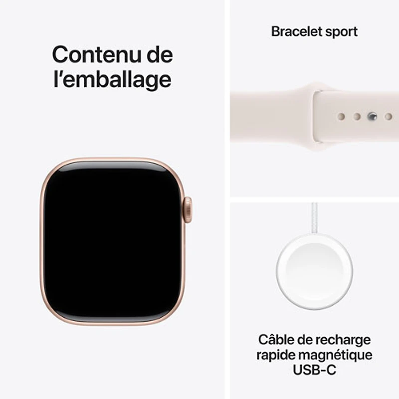 Apple Watch Series 11 (GPS + Cellular) 42mm Rose Gold Aluminum Case with Light Blush Sport Band