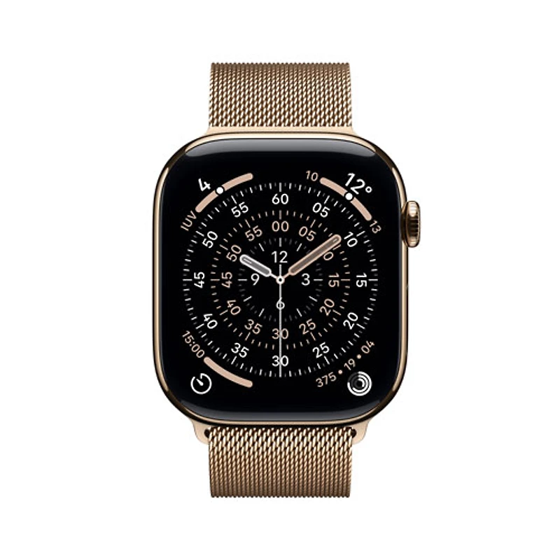 Apple Watch Series 11 (GPS + Cellular) 42mm Gold Titanium Case with Gold Milanese Loop - Medium/Large