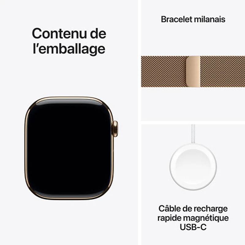 Apple Watch Series 11 (GPS + Cellular) 42mm Gold Titanium Case with Gold Milanese Loop - Medium/Large