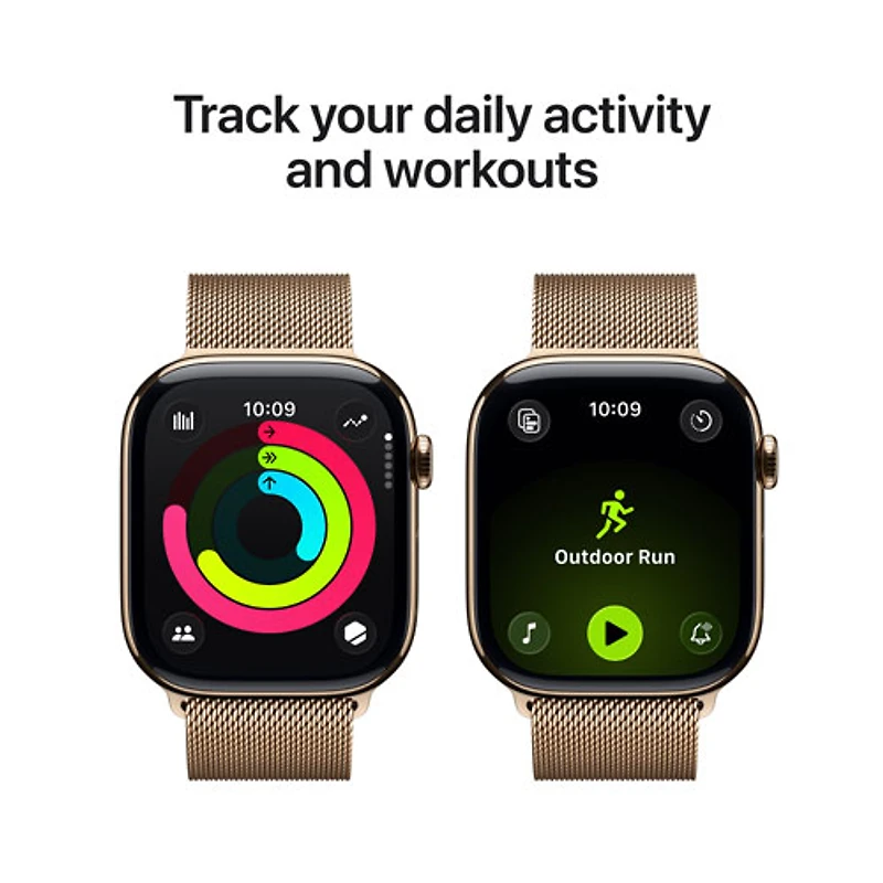 Apple Watch Series 11 (GPS + Cellular) 42mm Gold Titanium Case with Gold Milanese Loop - Medium/Large