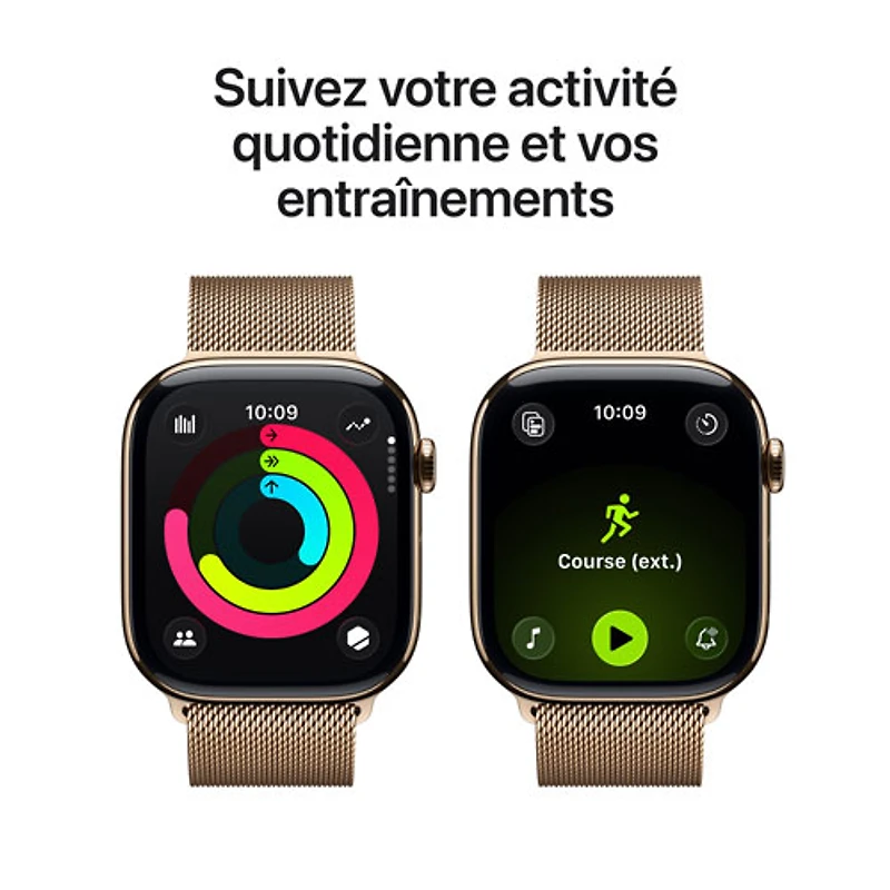 Apple Watch Series 11 (GPS + Cellular) 42mm Gold Titanium Case with Gold Milanese Loop - Medium/Large