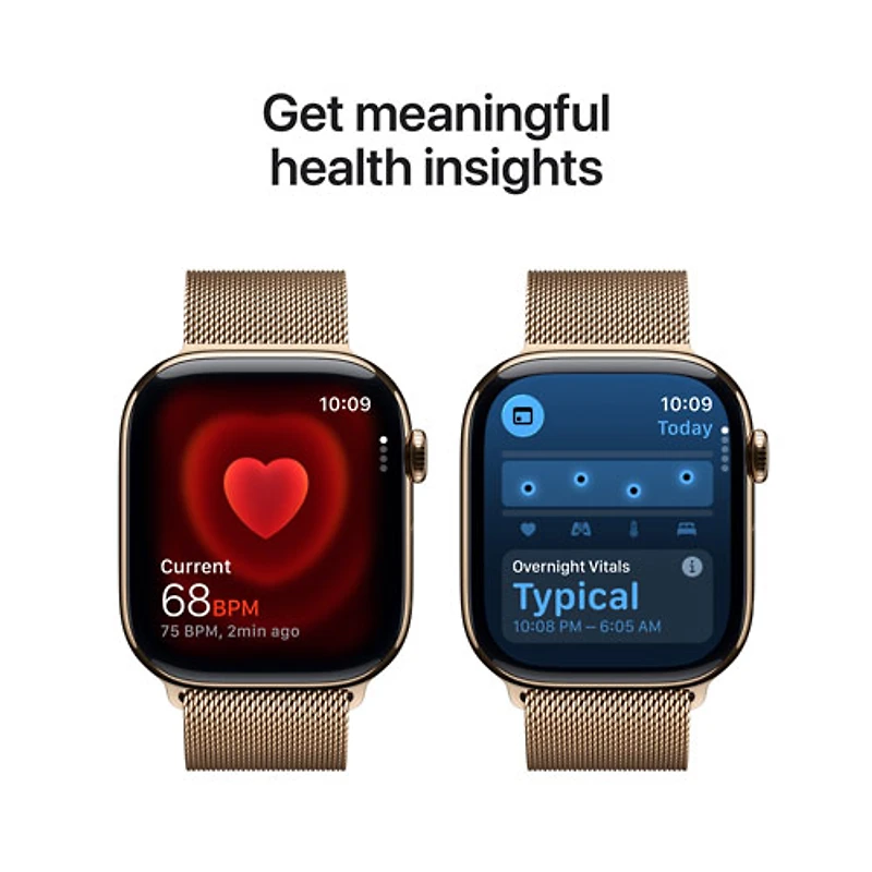 Apple Watch Series 11 (GPS + Cellular) 42mm Gold Titanium Case with Gold Milanese Loop - Medium/Large