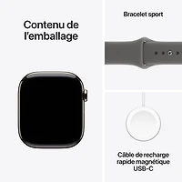 Apple Watch Series 11 (GPS + Cellular) 42mm Natural Titanium Case with Stone Grey Sport Band