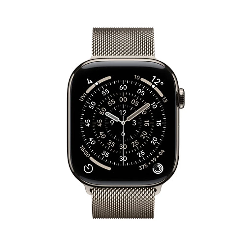 Apple Watch Series 11 (GPS + Cellular) 42mm Natural Titanium Case with Natural Milanese Loop - Medium/Large