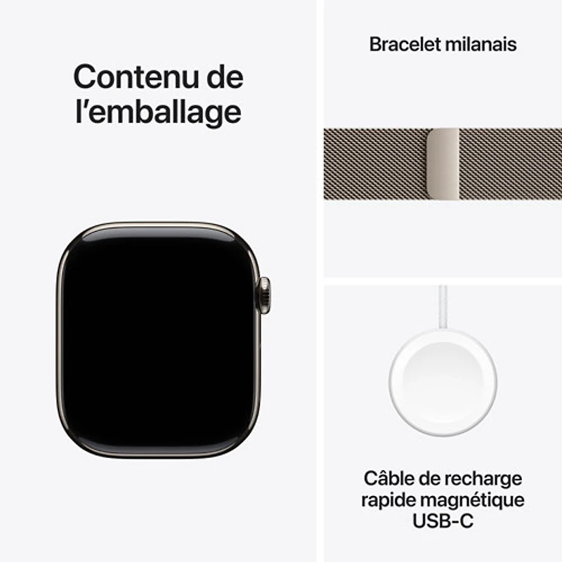 Apple Watch Series 11 (GPS + Cellular) 42mm Natural Titanium Case with Natural Milanese Loop - Medium/Large