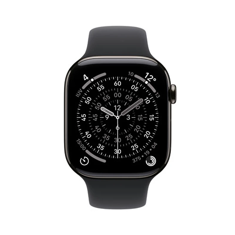 Apple Watch Series 11 (GPS + Cellular) 42mm Slate Titanium Case with Black Sport Band