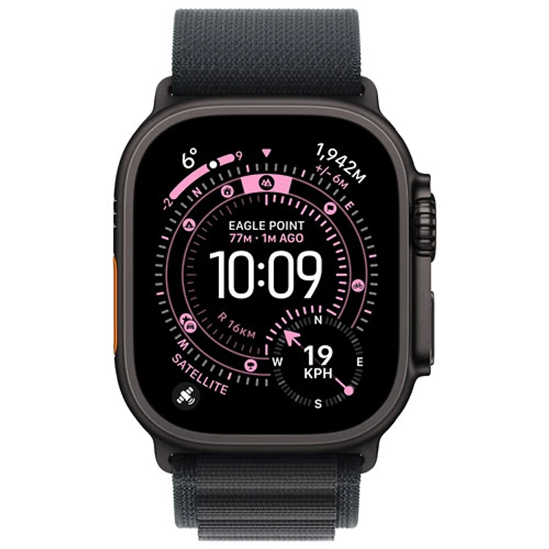 Apple Watch Ultra 3 (GPS + Cellular) 49mm Black Titanium Case with Black Alpine Loop - Large